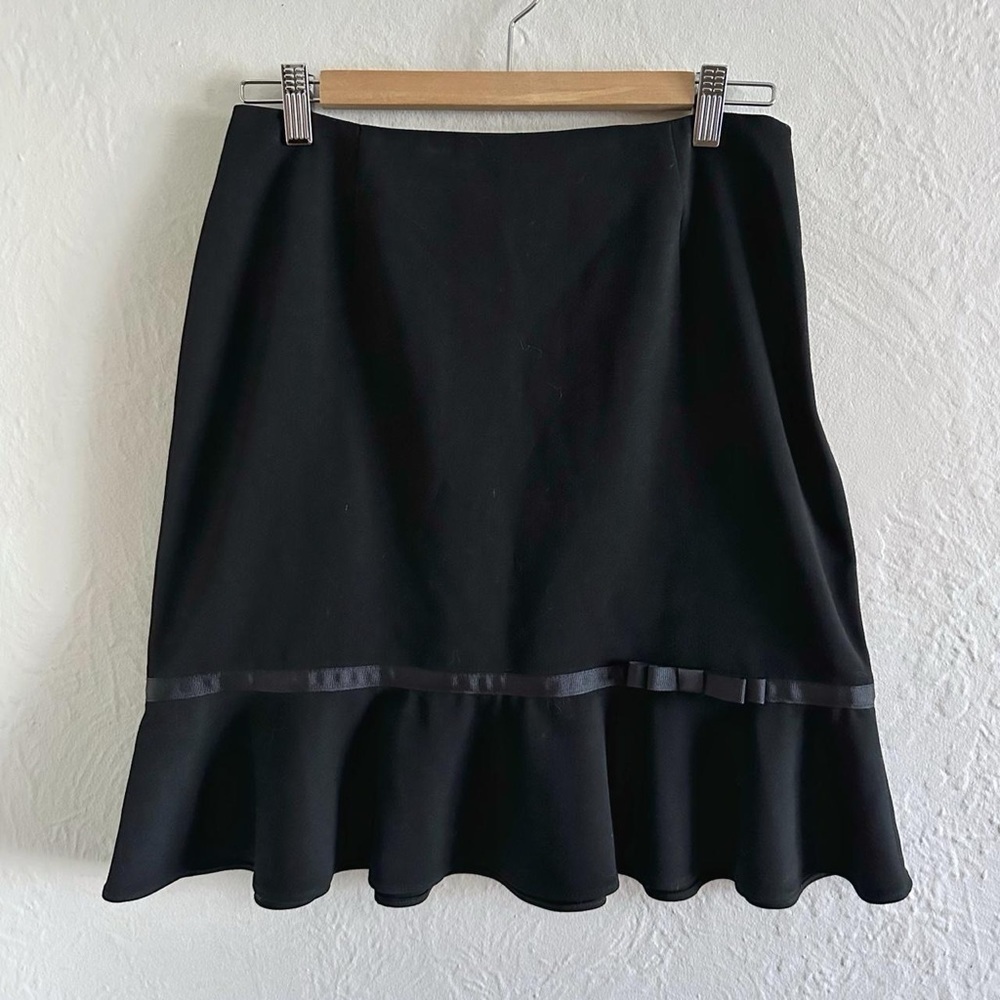 Vintage Briggs New York Black Trumpet Mini Bow Detail Peplum Skirt Size 8
